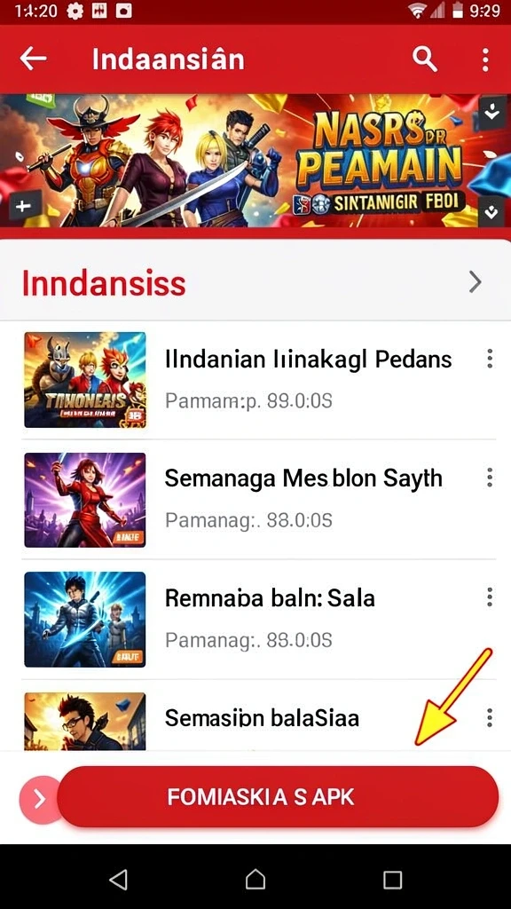 Tampilan dunia fantasi yang menakjubkan dan penuh warna.