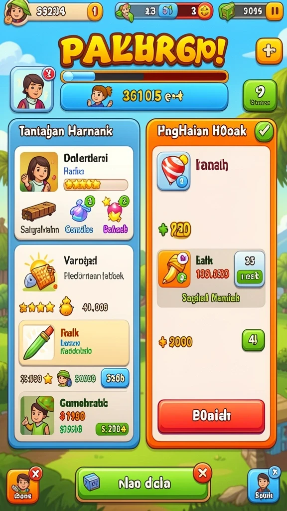 Tampilan level yang menakjubkan dan berwarna-warni.